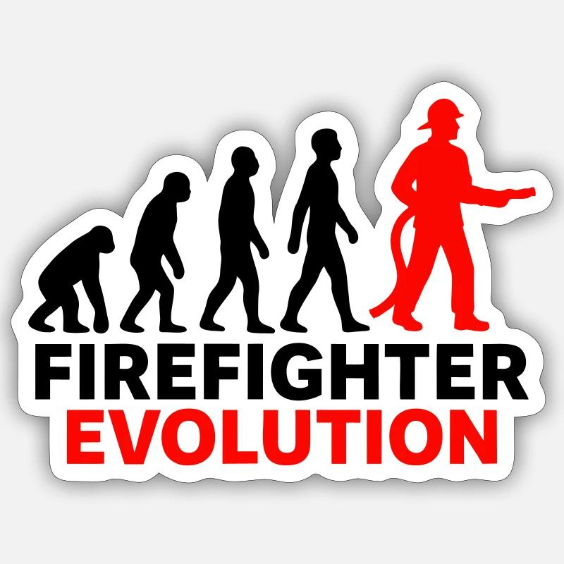 Feuerwehr Evolution Held Geschenk Cool - Sticker Größe S (10 x 10 cm) - Mattweiß