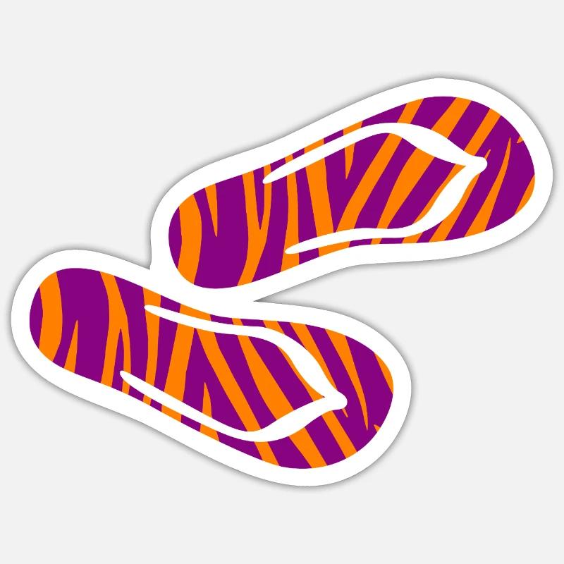 Zebra Safari Pattern Flip Flops Slippers Holiday Fun Sticker size S (10 x 10 cm)