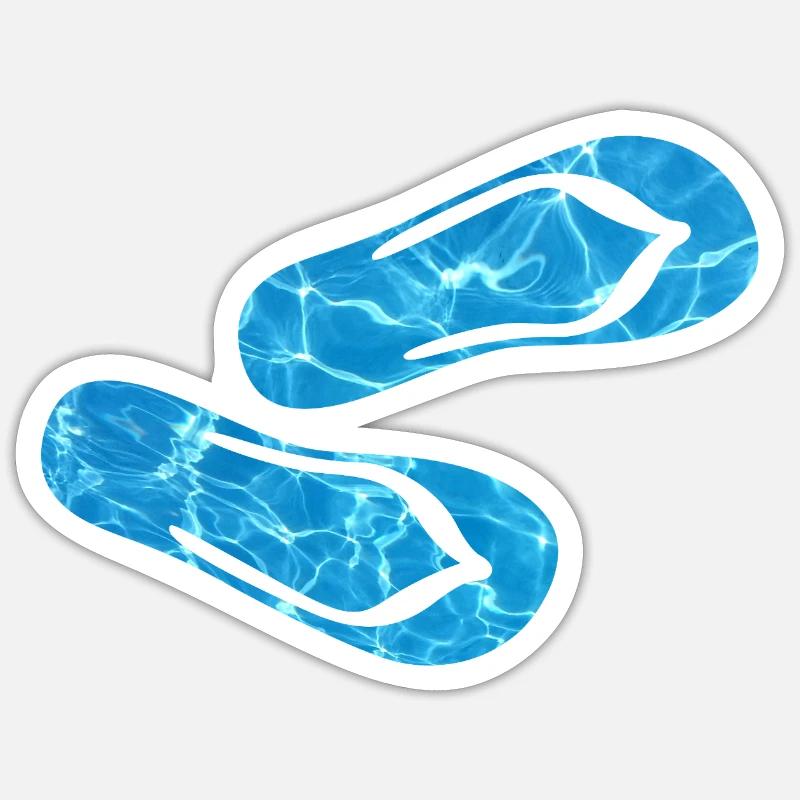 Latschen Pool Flip Flops Camping Wasser Urlaub Fun Sticker Größe S (10 x 10 cm)