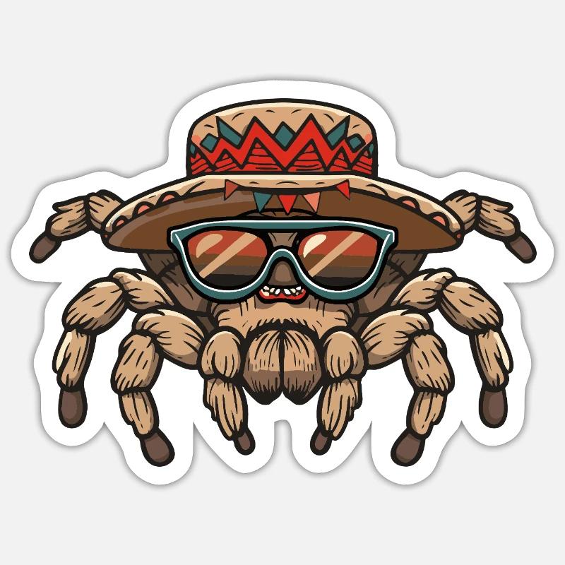 Tarantula Comic Funny Sombrero - Sticker size S (10 x 10 cm) - white matte