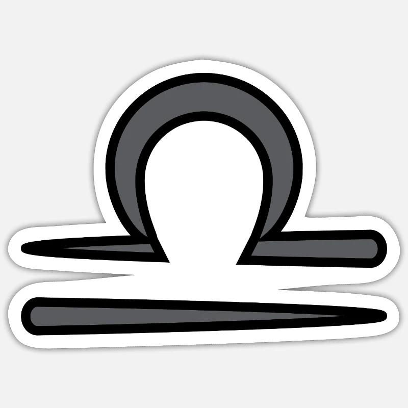 Waage Sternzeichen Symbol Schwarz & Grau - Sticker Größe S (10 x 10 cm) - Mattweiß