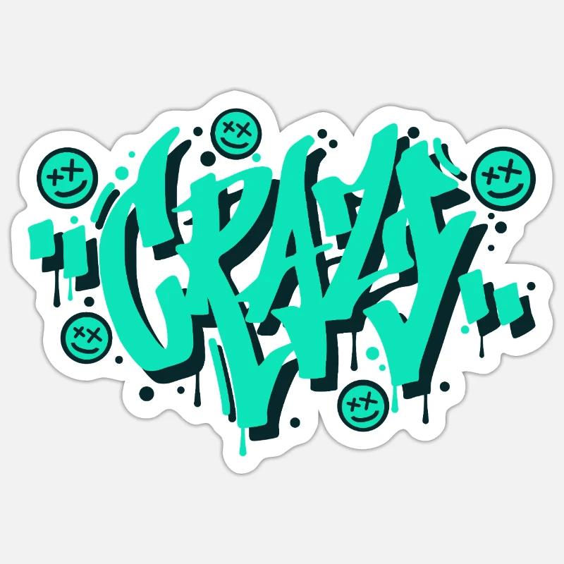 Crazy Graffiti Letters Design - Sticker size S (10 x 10 cm) - white matte