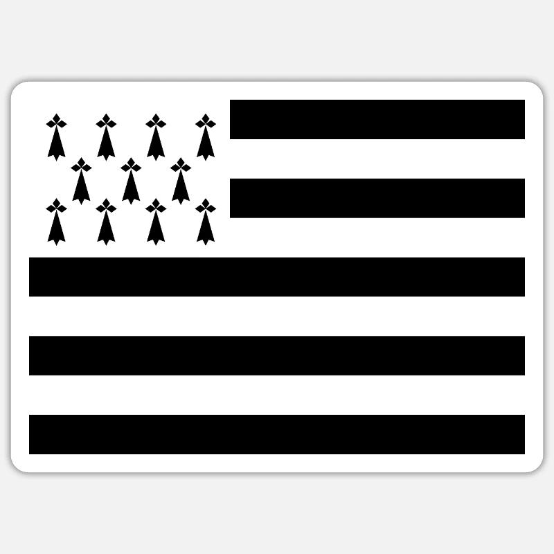 Gwenn ha Du | Drapeau de la Bretagne - Sticker taille S (10 x 10 cm) - blanc mat