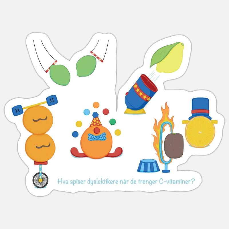 fruits du cirque - Sticker taille S (10 x 10 cm) - blanc mat