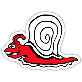 Escargot Fast Crawl Drôle Dessin animé Frénésie - Sticker taille S (10 x 10 cm) - blanc mat - Devant