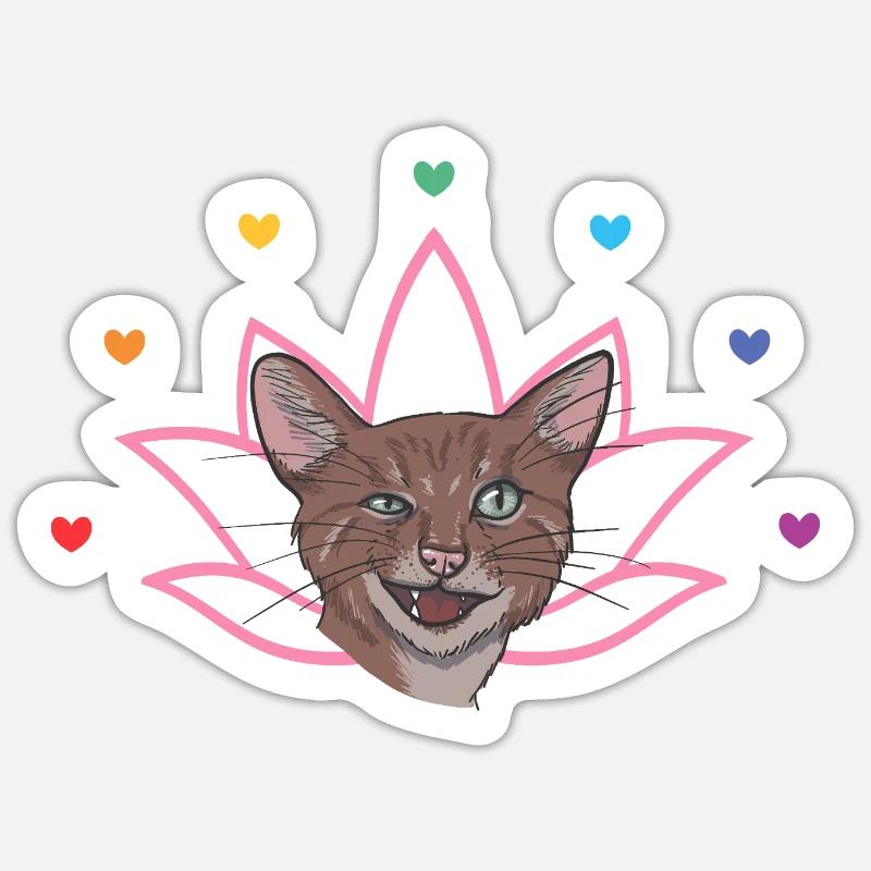 Chat Chakra Sticker taille S (10 x 10 cm)