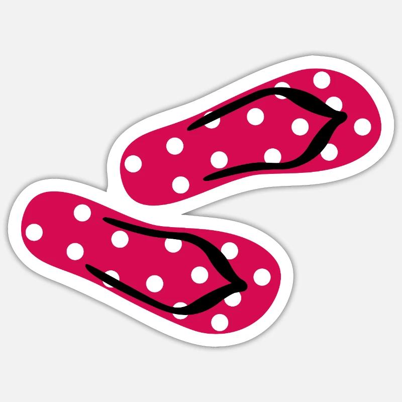 Slippers Toadstool Flip Flops Points Dots Summer Sticker size S (10 x 10 cm)