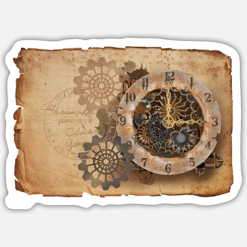 Steampunk clockwork Sticker size S (10 x 10 cm)