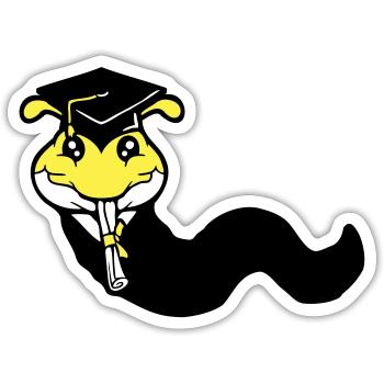 Raupe Schulabschluss Abitur bestanden College Wurm - Sticker Größe S (10 x 10 cm) - Mattweiß - Vorne