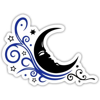 Mystischer Mond mit Sternen Nacht Symbol - Sticker Größe S (10 x 10 cm) - Mattweiß - Vorne