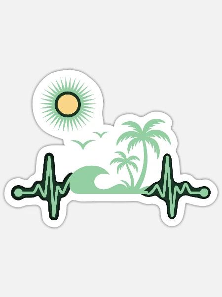 Tropisch Palmen Urlaub Meer - Sticker Größe S (10 x 10 cm) - Mattweiß