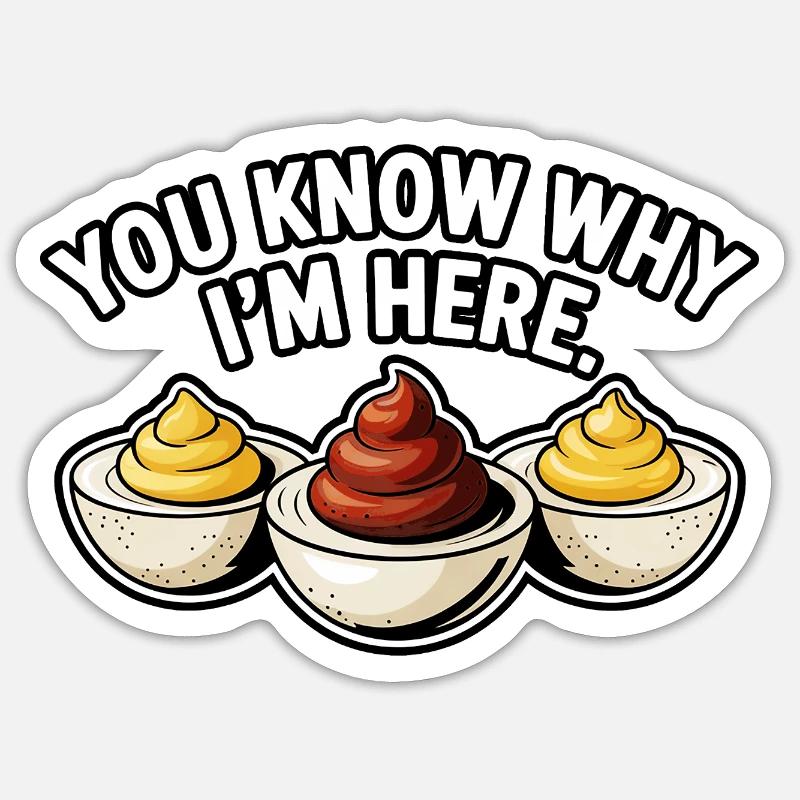 Deviled Egg Lover Funny Food Shirt - Sticker Größe S (10 x 10 cm) - Mattweiß