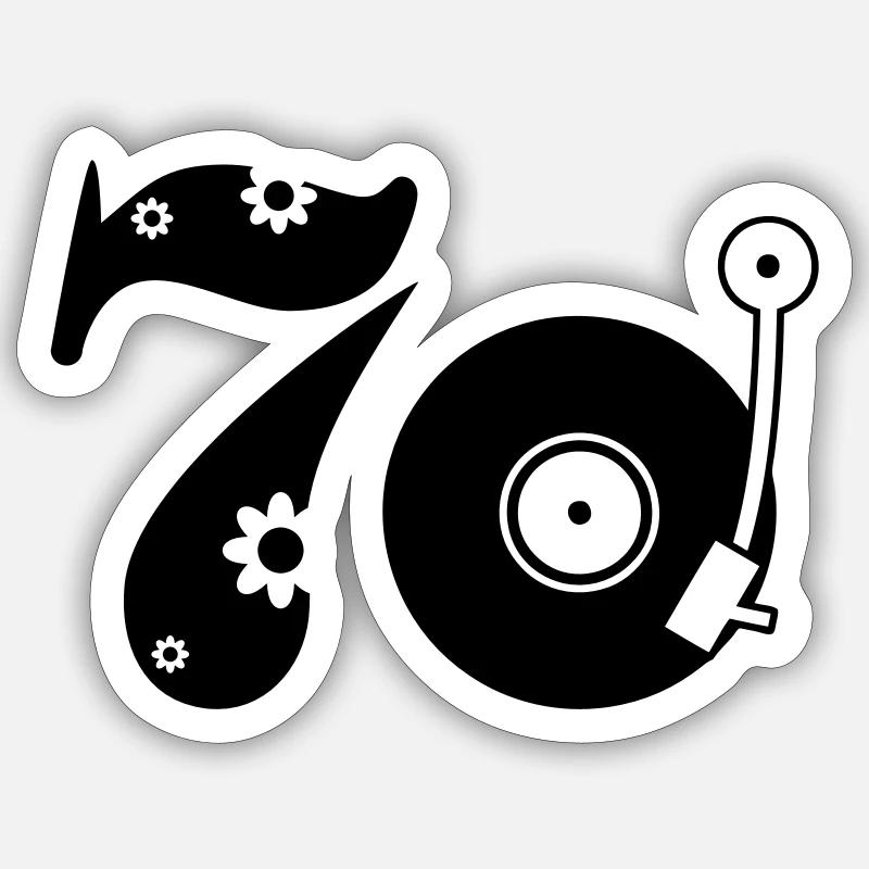 70er Siebzig Seventees - Sticker Größe S (10 x 10 cm) - Mattweiß