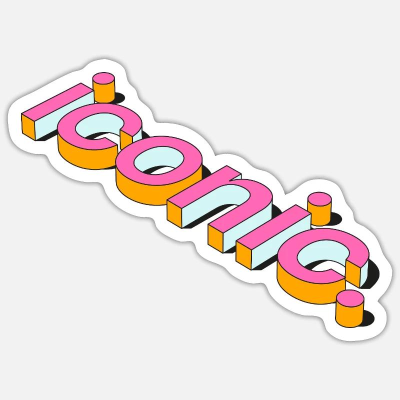 Iconic Retro 3D Typography Design Sticker size S (10 x 10 cm)
