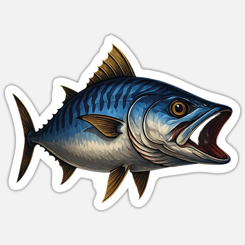 Dynamic Bluefin Tuna Illustration - Sticker size S (10 x 10 cm) - white matte