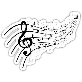 Black night with music knot - Sticker size S (10 x 10 cm) - white matte - Front