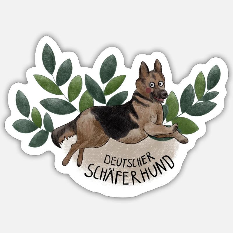 Deutscher Schäferhund Botanika - Sticker Größe S (10 x 10 cm) - Mattweiß