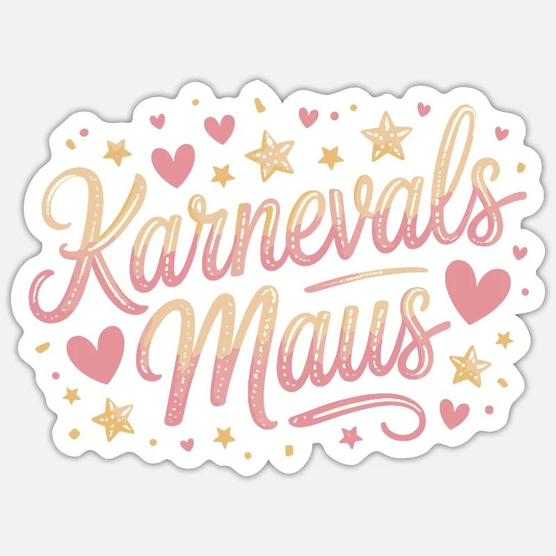 Karnevalsmaus Karneval Köln Kölner Karnevals Maus - Sticker Größe S (10 x 10 cm) - Mattweiß