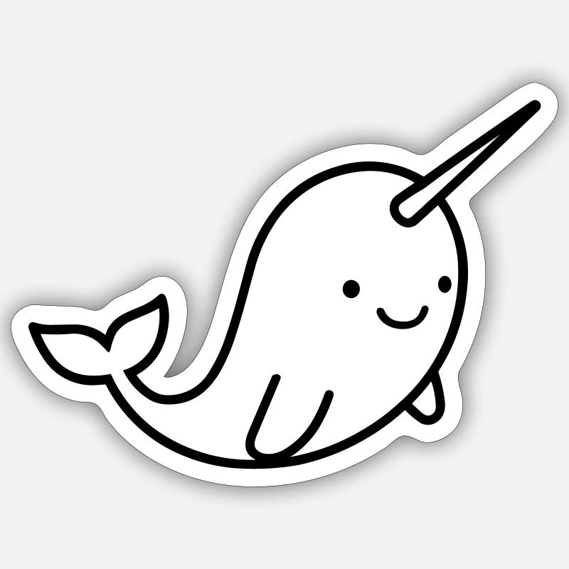 narwhal - Sticker size S (10 x 10 cm) - white matte
