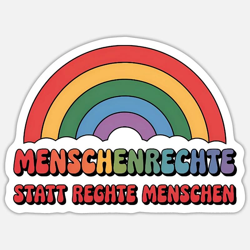 Menschenrechte statt rechte Menschen - Cool Pride  - Sticker Größe S (10 x 10 cm) - Mattweiß