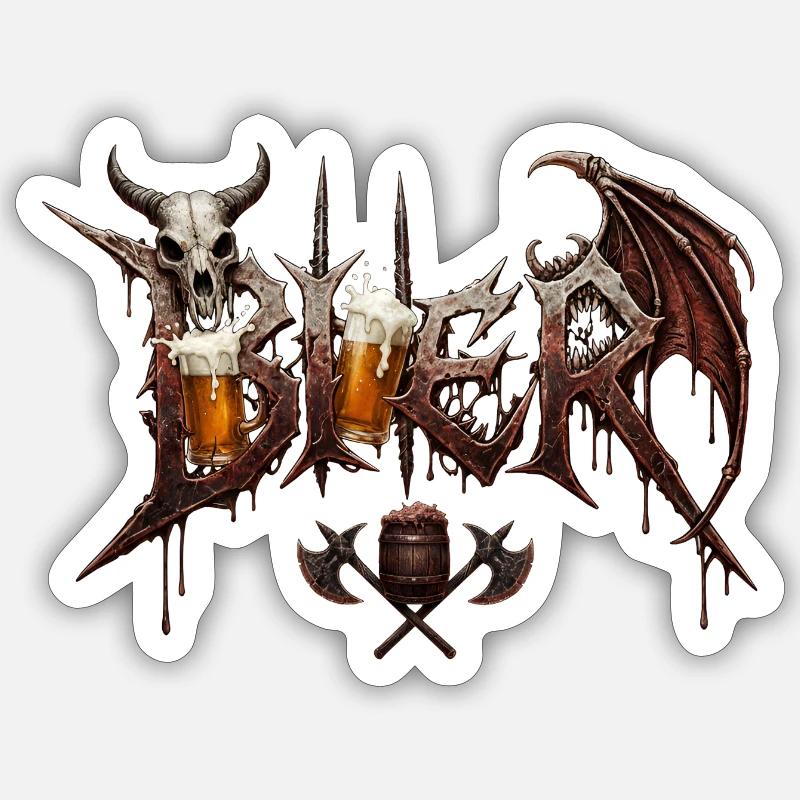 Drinking beer - Sticker size S (10 x 10 cm) - white matte
