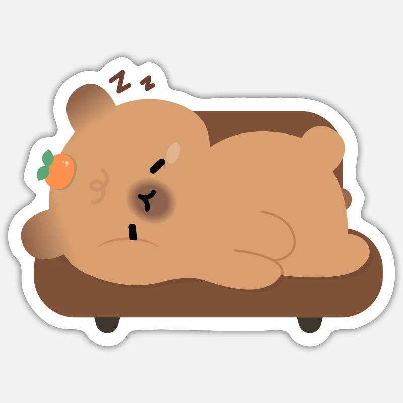 Schläfrige Müde Capybara - Sticker Größe S (10 x 10 cm) - Mattweiß