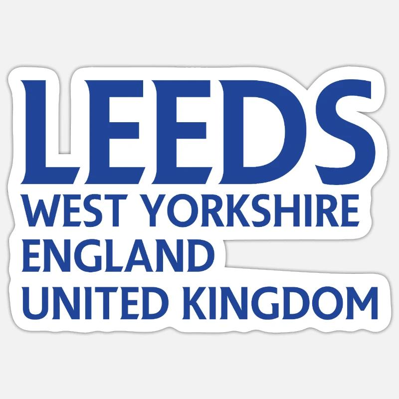 Leeds – Angleterre Conception des paroles - Sticker taille S (10 x 10 cm) - blanc mat