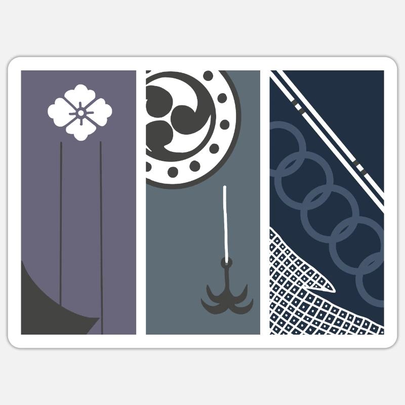Échos d’Edo - Art japonais moderne - Sticker taille S (10 x 10 cm) - blanc mat