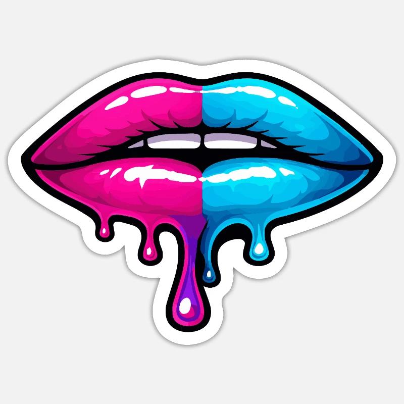 Split Neon Lip Melt - Sticker size S (10 x 10 cm) - white matte