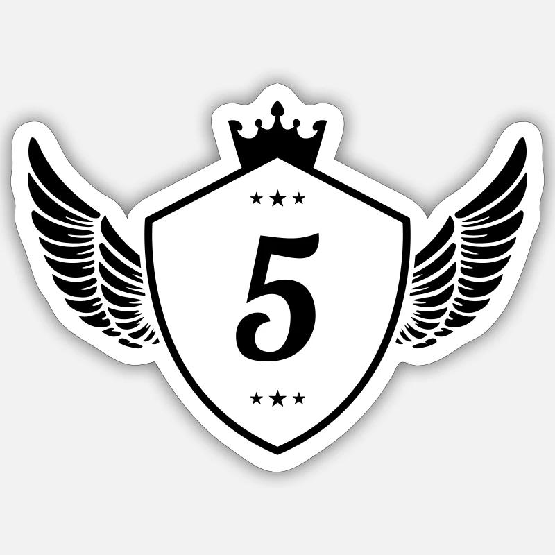 5 Blason - Sticker taille S (10 x 10 cm) - blanc mat
