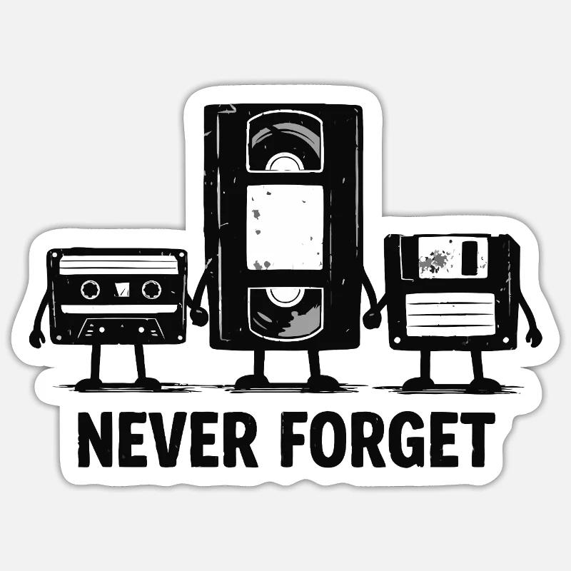 Never Forget Retro Tech - Sticker Größe S (10 x 10 cm) - Mattweiß