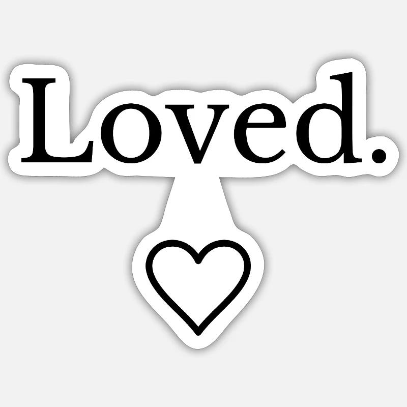 Loved - Minimal Heart Design - Sticker size S (10 x 10 cm) - white matte