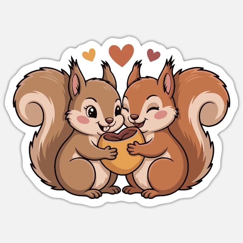 Squirrel Couple Love Valentine's Day - Sticker size S (10 x 10 cm) - white matte