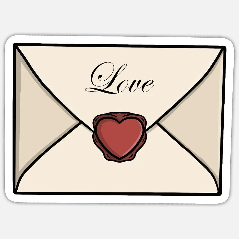 Enveloppe mignonne de lettre d’amour - Sticker taille S (10 x 10 cm) - blanc mat