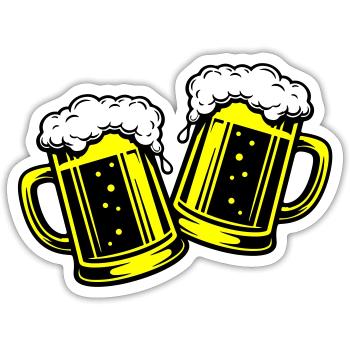 Bierglas Bier Anstossen - Sticker Größe S (10 x 10 cm) - Mattweiß - Vorne