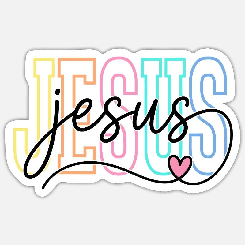 Jésus - Sticker taille S (10 x 10 cm) - blanc mat