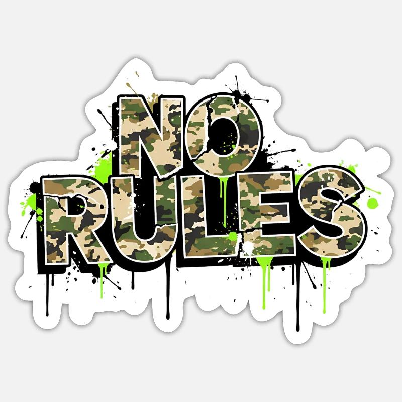 No Rules Camouflage Graffiti  - Sticker Größe S (10 x 10 cm) - Mattweiß