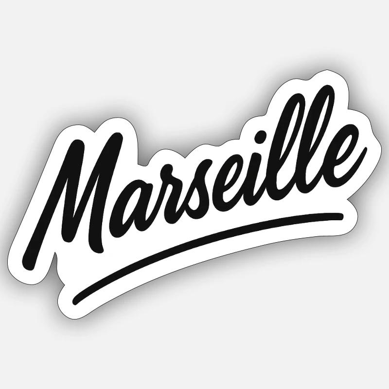 Marseille Script Schwung - Sticker Größe S (10 x 10 cm) - Mattweiß