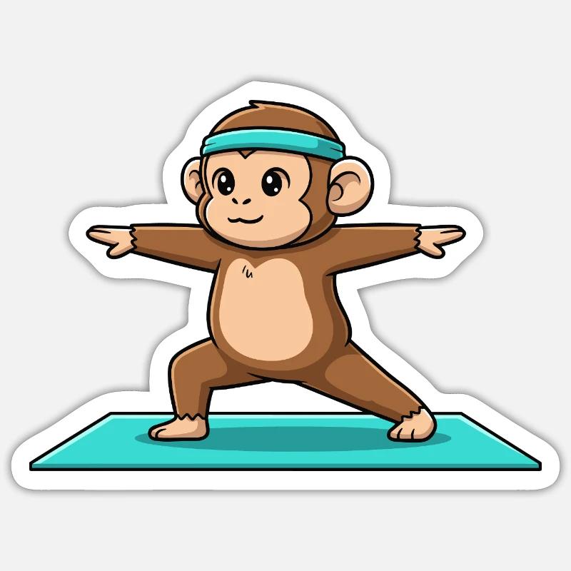 Yoga Monkey Ape Doing Warrior Pose Sticker size S (10 x 10 cm)