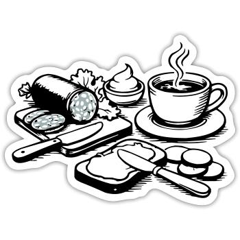 repas - Sticker taille S (10 x 10 cm) - blanc mat - Devant