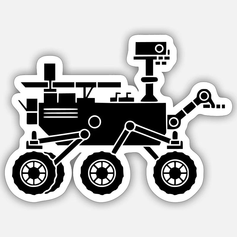  Mars Rover Roboter Silhouette - Sticker Größe S (10 x 10 cm) - Mattweiß