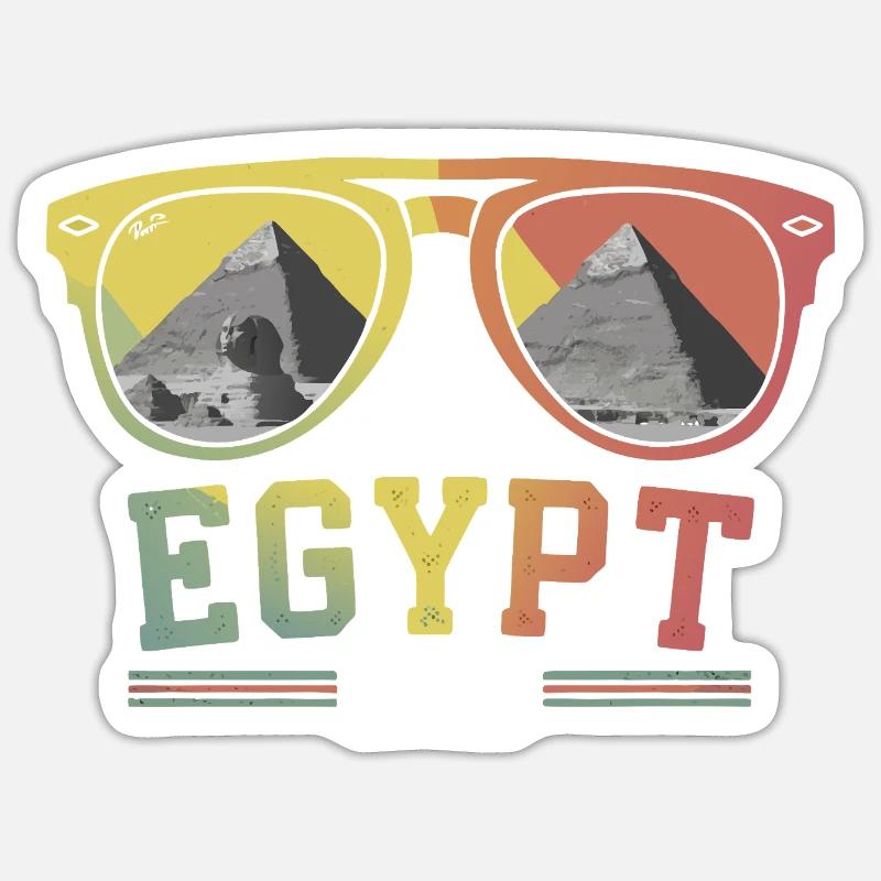 Vacances en Égypte 2026 Pyramides - Sticker taille S (10 x 10 cm) - blanc mat