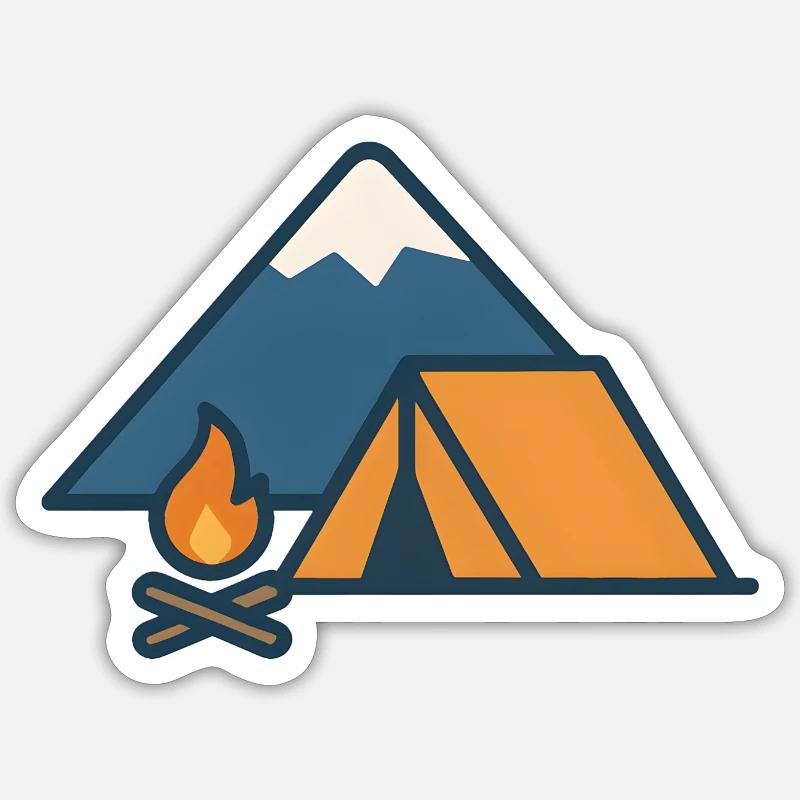 Mountain Camping Tent Campfire - Sticker size S (10 x 10 cm) - white matte
