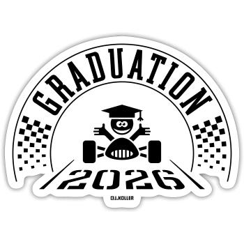 Remise des diplômes 2026 - L’école est terminée - Ligne d’arrivée - B - Sticker taille S (10 x 10 cm) - blanc mat - Devant