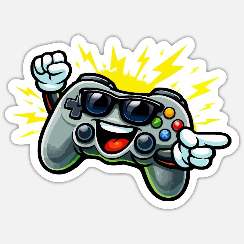 Retro Controller Spaß - Sticker Größe S (10 x 10 cm) - Mattweiß