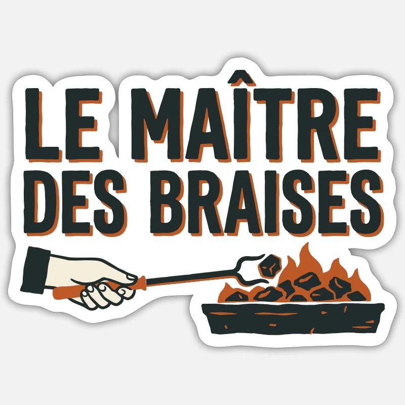 Le Maître des Braises BBQ Pitmaster - Sticker taille S (10 x 10 cm) - blanc mat