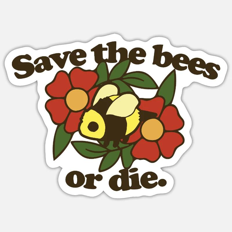 Rette die Bienen oder stirb - Sticker Größe S (10 x 10 cm) - Mattweiß