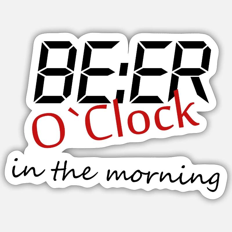 Beer beer drinking O'Clock - Sticker size S (10 x 10 cm) - white matte