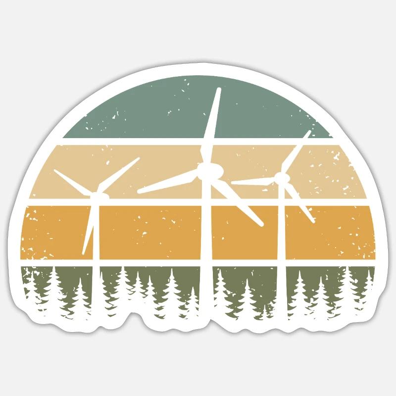 Éoliennes Éoliennes Éoliennes Éoliennes - Sticker taille S (10 x 10 cm) - blanc mat