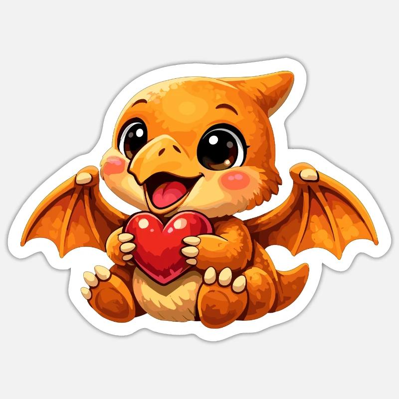 Petit ptérodactyle bébé – Ptérosaure mignon - Sticker taille S (10 x 10 cm) - blanc mat